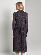 Gemustertes Midi-Blusenkleid - Frauen - navy orange dot design Gemustertes Midi-Blusenkleid - Frauen - navy orange dot design - 2 - Mine to five