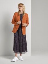 Gemustertes Midi-Blusenkleid - Frauen - navy orange dot design Gemustertes Midi-Blusenkleid - Frauen - navy orange dot design - 3 - Mine to five