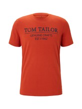 TOM TAILOR Herren T-Shirt mit Logo-Print, orange, Gr.XXXL