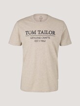T-Shirt with a logo print - Men - cosy soft beige melange T-Shirt with a logo print - Men - cosy soft beige melange - 7 - TOM TAILOR
