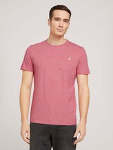 Fein gestreiftes T-Shirt mit Brusttasche - Männer - powerful red yarn dye stripe Fein gestreiftes T-Shirt mit Brusttasche - Männer - powerful red yarn dye stripe - 1 - TOM TAILOR