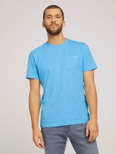 Fein gestreiftes T-Shirt mit Brusttasche - Männer - teal fine stripe Fein gestreiftes T-Shirt mit Brusttasche - Männer - teal fine stripe - 1 - TOM TAILOR