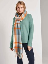 Breiter Schal im Karomuster - Frauen - mineral stone blue check Breiter Schal im Karomuster - Frauen - mineral stone blue check - 5 - TOM TAILOR Denim