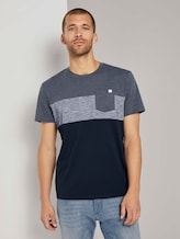 T-Shirt mit Blockstreifen und Brusttasche - Männer - Sky Captain Blue T-Shirt mit Blockstreifen und Brusttasche - Männer - Sky Captain Blue - 1 - TOM TAILOR