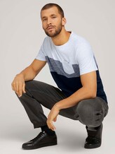 T-Shirt mit Blockstreifen und Brusttasche - Männer - Blanc De Blanc White Melange T-Shirt mit Blockstreifen und Brusttasche - Männer - Blanc De Blanc White Melange - 5 - TOM TAILOR