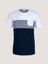 T-Shirt mit Blockstreifen und Brusttasche - Männer - Blanc De Blanc White Melange T-Shirt mit Blockstreifen und Brusttasche - Männer - Blanc De Blanc White Melange - 7 - TOM TAILOR