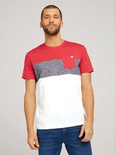 T-Shirt mit Blockstreifen und Brusttasche - Männer - Powerful Red T-Shirt mit Blockstreifen und Brusttasche - Männer - Powerful Red - 1 - TOM TAILOR