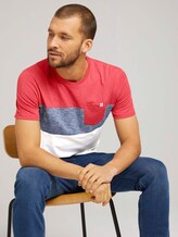 T-Shirt mit Blockstreifen und Brusttasche - Männer - Powerful Red T-Shirt mit Blockstreifen und Brusttasche - Männer - Powerful Red - 5 - TOM TAILOR