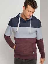 Hoodie mit Colorblock-Streifen - Männer - Dusty Wildberry Red Hoodie mit Colorblock-Streifen - Männer - Dusty Wildberry Red - 5 - TOM TAILOR