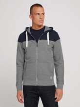 Sweatjacke mit Kapuze im Colorblocking - Männer - Middle Grey Mélange Sweatjacke mit Kapuze im Colorblocking - Männer - Middle Grey Mélange - 1 - TOM TAILOR