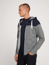Sweatjacke mit Kapuze im Colorblocking - Männer - Middle Grey Mélange Sweatjacke mit Kapuze im Colorblocking - Männer - Middle Grey Mélange - 5 - TOM TAILOR