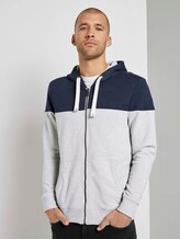 Sweatjacke mit Kapuze im Colorblocking - Männer - Light Stone Grey Melange Sweatjacke mit Kapuze im Colorblocking - Männer - Light Stone Grey Melange - 1 - TOM TAILOR