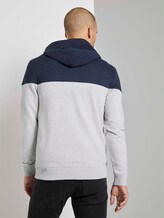 Sweatjacke mit Kapuze im Colorblocking - Männer - Light Stone Grey Melange Sweatjacke mit Kapuze im Colorblocking - Männer - Light Stone Grey Melange - 2 - TOM TAILOR