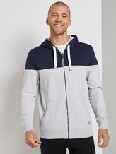 Sweatjacke mit Kapuze im Colorblocking - Männer - Light Stone Grey Melange Sweatjacke mit Kapuze im Colorblocking - Männer - Light Stone Grey Melange - 5 - TOM TAILOR