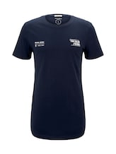 TOM TAILOR DENIM Herren T-Shirt mit kleinem Schriftprint, blau, Gr.XXL