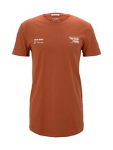 TOM TAILOR DENIM Herren T-Shirt mit kleinem Schriftprint, orange, Gr.XXL