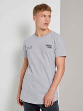 T-Shirt mit kleinem Schriftprint - Männer - Light Stone Grey Melange T-Shirt mit kleinem Schriftprint - Männer - Light Stone Grey Melange - 1 - TOM TAILOR Denim