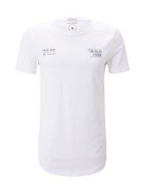 TOM TAILOR DENIM Herren T-Shirt mit kleinem Schriftprint, weiß, Gr.XXL