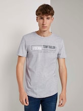 T-Shirt with a logo print - Men - Light Stone Grey Melange T-Shirt with a logo print - Men - Light Stone Grey Melange - 1 - TOM TAILOR Denim