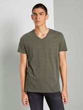 Meliertes T-Shirt mit V-Ausschnitt - Männer - dry greyish olive melange Meliertes T-Shirt mit V-Ausschnitt - Männer - dry greyish olive melange - 1 - TOM TAILOR Denim