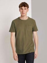 Strukturiertes T-Shirt mit Brusttasche - Männer - Dry Greyish Olive Strukturiertes T-Shirt mit Brusttasche - Männer - Dry Greyish Olive - 1 - TOM TAILOR Denim