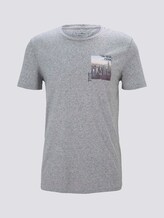 Meliertes T-Shirt mit Fotoprint - Männer - white melange Meliertes T-Shirt mit Fotoprint - Männer - white melange - 7 - TOM TAILOR Denim