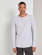 Strukturiertes Henley-Langarmshirt - Männer - Light Stone Grey Melange Strukturiertes Henley-Langarmshirt - Männer - Light Stone Grey Melange - 1 - TOM TAILOR Denim