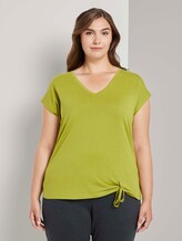 T-Shirt mit kleinem Schleifendetail - Frauen - wood green T-Shirt mit kleinem Schleifendetail - Frauen - wood green - 1 - My True Me