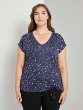 T-Shirt mit kleinem Schleifendetail - Frauen - navy based terrazzo T-Shirt mit kleinem Schleifendetail - Frauen - navy based terrazzo - 1 - My True Me