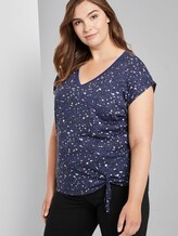 T-Shirt mit kleinem Schleifendetail - Frauen - navy based terrazzo T-Shirt mit kleinem Schleifendetail - Frauen - navy based terrazzo - 5 - My True Me