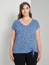 T-Shirt mit kleinem Schleifendetail - Frauen - blue abstract design T-Shirt mit kleinem Schleifendetail - Frauen - blue abstract design - 1 - My True Me
