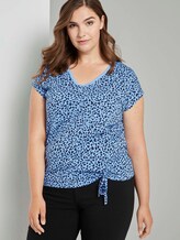 T-Shirt mit kleinem Schleifendetail - Frauen - blue abstract design T-Shirt mit kleinem Schleifendetail - Frauen - blue abstract design - 5 - My True Me