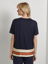 T-Shirt mit gestreiftem Saum - Frauen - Sky Captain Blue T-Shirt mit gestreiftem Saum - Frauen - Sky Captain Blue - 2 - Mine to five