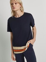 T-Shirt mit gestreiftem Saum - Frauen - Sky Captain Blue T-Shirt mit gestreiftem Saum - Frauen - Sky Captain Blue - 5 - Mine to five