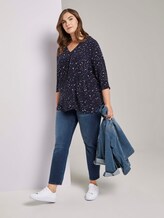 Bluse mit Faltendetails - Frauen - navy based terrazzo Bluse mit Faltendetails - Frauen - navy based terrazzo - 3 - My True Me