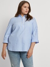 Curvy - Gestreifte Bluse mit Henley-Kragen - Frauen - sea blue ecru stripe Curvy - Gestreifte Bluse mit Henley-Kragen - Frauen - sea blue ecru stripe - 5 - My True Me