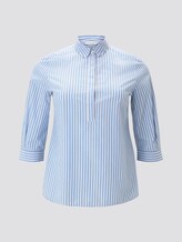 Curvy - Gestreifte Bluse mit Henley-Kragen - Frauen - sea blue ecru stripe Curvy - Gestreifte Bluse mit Henley-Kragen - Frauen - sea blue ecru stripe - 7 - My True Me