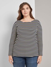 Gestreiftes Langarmshirt - Frauen - navy yellow white stripe Gestreiftes Langarmshirt - Frauen - navy yellow white stripe - 1 - My True Me