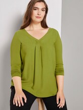 Curvy - Langarmshirt mit Faltendetail - Frauen - wood green Curvy - Langarmshirt mit Faltendetail - Frauen - wood green - 5 - My True Me