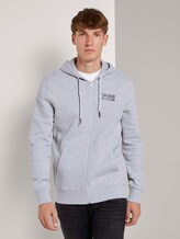 Kapuzen-Sweatjacke mit kleinem Print - Männer - Light Stone Grey Melange Kapuzen-Sweatjacke mit kleinem Print - Männer - Light Stone Grey Melange - 1 - TOM TAILOR Denim