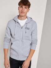 Kapuzen-Sweatjacke mit kleinem Print - Männer - Light Stone Grey Melange Kapuzen-Sweatjacke mit kleinem Print - Männer - Light Stone Grey Melange - 5 - TOM TAILOR Denim