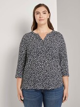 Gemusterte Henley-Bluse - Frauen - navy abstract leopard design Gemusterte Henley-Bluse - Frauen - navy abstract leopard design - 1 - My True Me