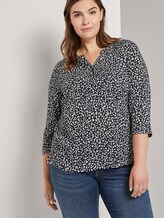 Gemusterte Henley-Bluse - Frauen - navy abstract leopard design Gemusterte Henley-Bluse - Frauen - navy abstract leopard design - 5 - My True Me