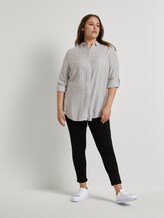 Curvy - Gestreifte Longbluse mit Turn-Ups - Frauen - offwhite charcoal stripe Curvy - Gestreifte Longbluse mit Turn-Ups - Frauen - offwhite charcoal stripe - 3 - My True Me