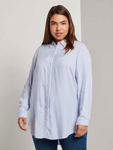 Gestreifte Longbluse mit Turn-Ups - Frauen - offwhite sea blue stripe Gestreifte Longbluse mit Turn-Ups - Frauen - offwhite sea blue stripe - 1 - My True Me