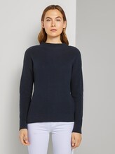 Pullover mit Stehkragen in Ripp-Optik - Frauen - Sky Captain Blue Pullover mit Stehkragen in Ripp-Optik - Frauen - Sky Captain Blue - 1 - TOM TAILOR