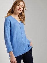 Pullover mit V-Ausschnitt - Frauen - sea blue melange Pullover mit V-Ausschnitt - Frauen - sea blue melange - 5 - TOM TAILOR