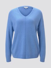 Pullover mit V-Ausschnitt - Frauen - sea blue melange Pullover mit V-Ausschnitt - Frauen - sea blue melange - 7 - TOM TAILOR