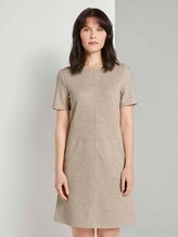 Kurzarm-Kleid mit Taschen - Frauen - desert sand melange Kurzarm-Kleid mit Taschen - Frauen - desert sand melange - 1 - TOM TAILOR