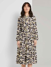Gemustertes Midikleid mit Volants - Frauen - khaki yellow camouflage design Gemustertes Midikleid mit Volants - Frauen - khaki yellow camouflage design - 1 - TOM TAILOR